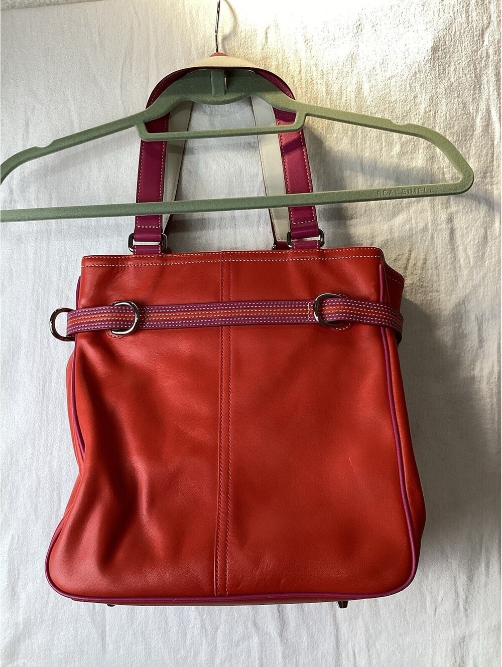 Rare Vintage Authentic Coach 9286 Leather Red Pink Hampton Carryall Tote Bag - N - Picture 3 of 6